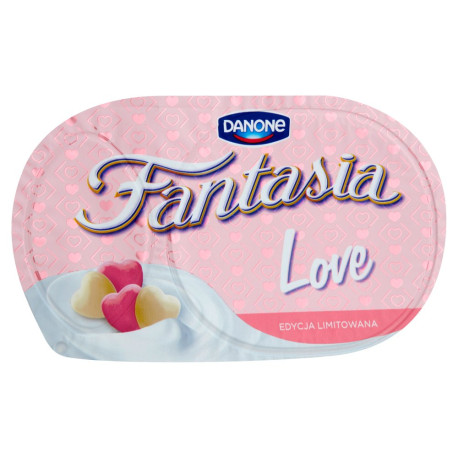 Danone Fantasia Love Jogurt kremowy ze zbożowymi serduszkami z białą czekoladą 98 g