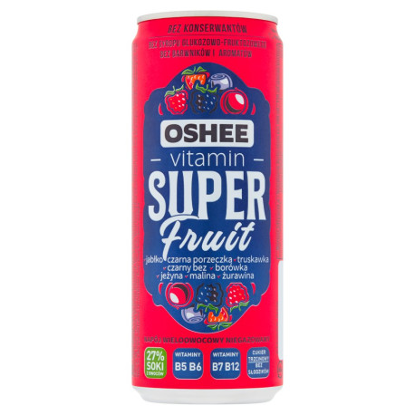 Oshee Vitamin Super Fruit Napój wieloowocowy niegazowany 330 ml