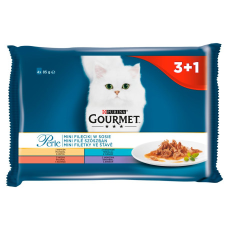 Gourmet Perle Karma dla kotów kolekcja mini filecików w sosie 340 g (4 x 85 g)