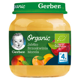 Gerber Organic Jabłko brzoskwinia morela dla niemowląt po 4. miesiącu 125 g