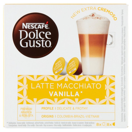 Nescafé Dolce Gusto Latte Macchiato Vanilla Kawa w kapsułkach 153,6 g (8 x 14,2 g i 8 x 5 g)