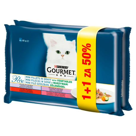 Gourmet Perle Karma dla kotów kolekcja mini filecików w sosie z warzywami 680 g (8 x 48 g)