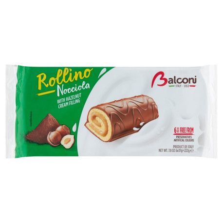 Balconi Wyrób cukierniczy w polewie z kakao z nadzieniem z orzechów laskowych 222 g (6 x 37 g)