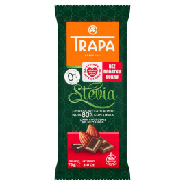 Trapa Czekolada gorzka 80% kakao ze stewią bez dodatku cukru 75 g