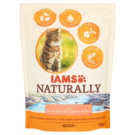 IAMS Naturally z północnoatlantyckim łososiem i ryżem Karma dla dorosłych kotów 700 g