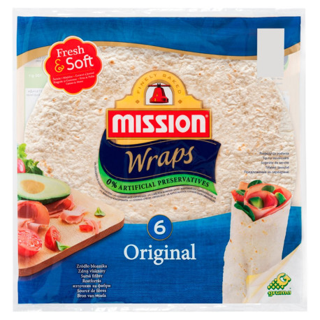 Mission Wraps Original Tortilla z mąki pszennej 370 g (6 sztuk)