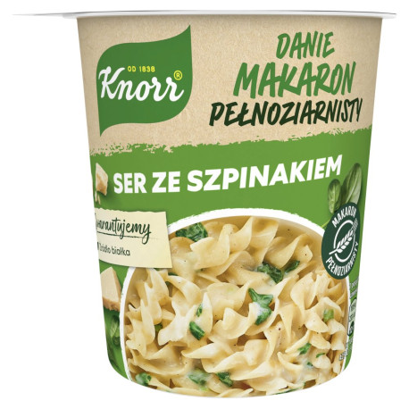 Knorr Danie makaron pełnoziarnisty ser ze szpinakiem 60 g