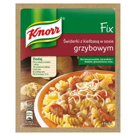 Knorr Fix świderki z kiełbasą w sosie grzybowym 36 g