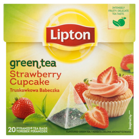 Lipton Truskawkowa Babeczka Herbata zielona aromatyzowana 28 g (20 torebek)