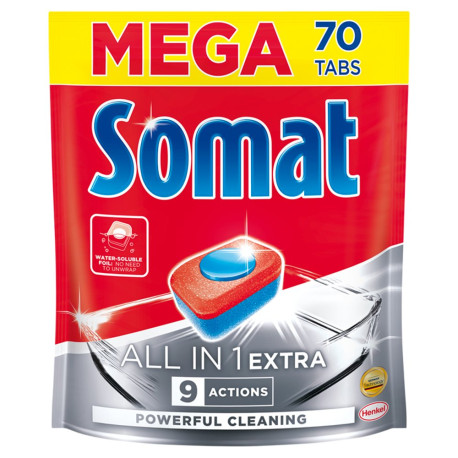 Somat All in 1 Extra Tabletki do mycia naczyń w zmywarkach 1274 g (70 x 18,2 g)