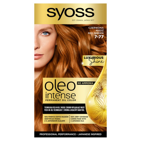Syoss Oleo Intense Farba do włosów trwale koloryzująca z olejkami bez amoniaku czerwona miedź 7-77