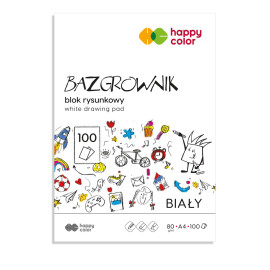 Happy color Bazgrownik blok rysunkowy biały 100k A4 80g/m2