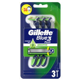 Gillette Blue3 Plus Sensitive, maszynki jednorazowe dla mężczyzn, 3 sztuk