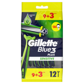 Gillette Blue3 Plus Sensitive, maszynki jednorazowe dla mężczyzn, 12 sztuk