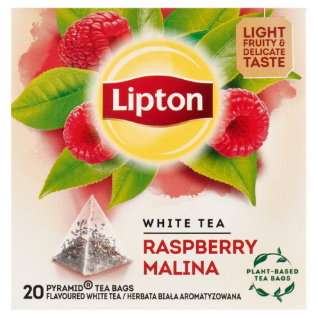 Lipton Herbata biała aromatyzowana malina 30 g (20 torebek)