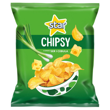 Star Chipsy o smaku sera i cebula 22 g