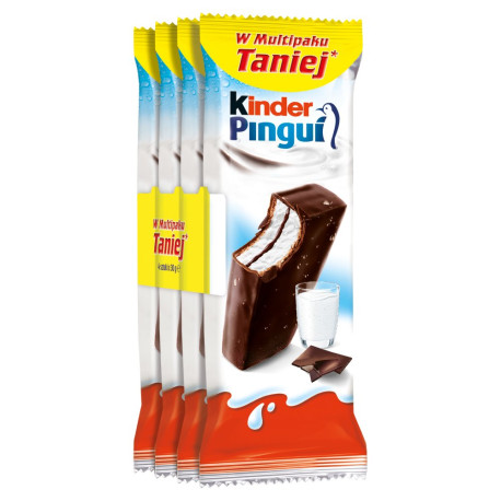 Kinder Pingui Biszkopt z czekoladą i mlecznym i kakaowym nadzieniem 120 g (4 x 30 g)