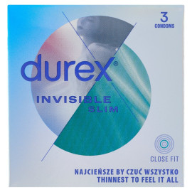 Durex Invisible Slim Wyrób medyczny prezerwatywy 3 sztuki