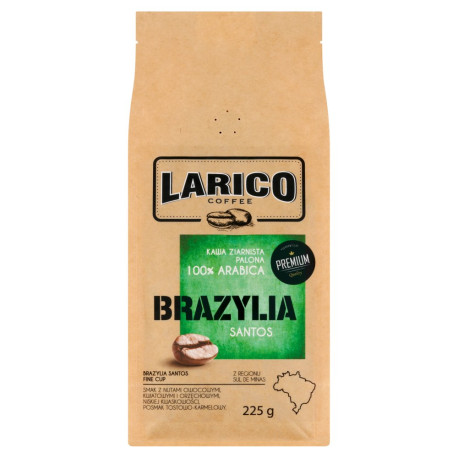 Larico Coffee Brazylia Santos 100 % Arabica Kawa ziarnista palona 225 g
