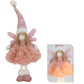 Koopman figurka anioł stojący LED różowy 1szt