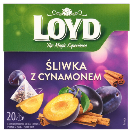 Loyd Herbatka owocowa aromatyzowana o smaku śliwki z cynamonem 40 g (20 x 2 g)