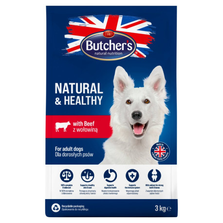 Butcher's Natural & Healthy Karma dla psów z wołowiną 3 kg