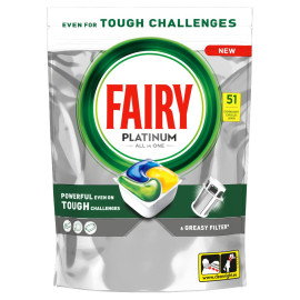Fairy Platinum Cytryna Kapsułki do zmywarki All In One, 51 tabletek
